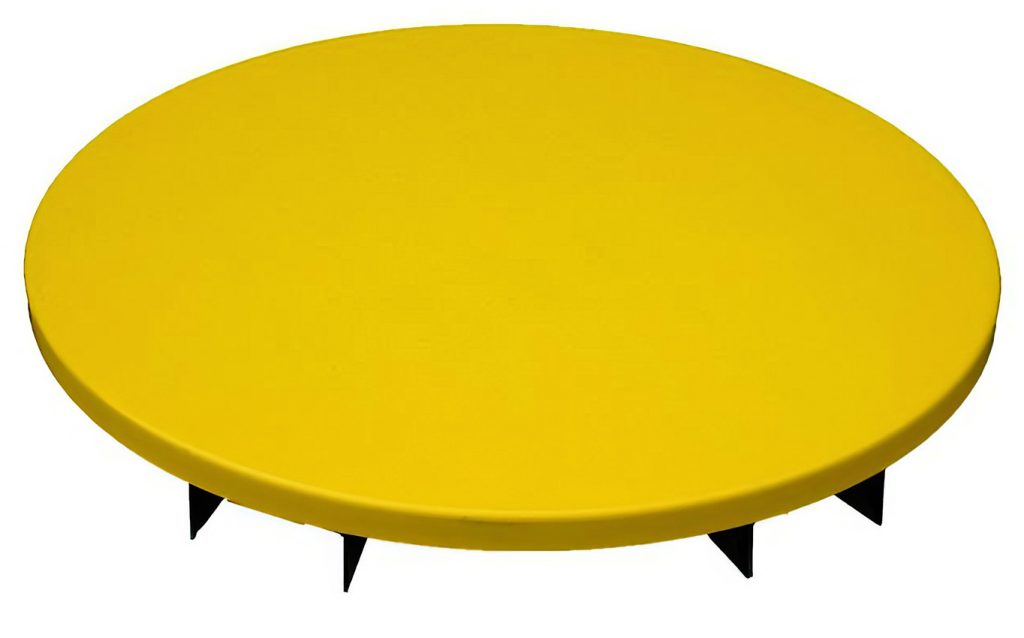 Roto Disc Pallet Turntable in use within a warehouse environment.